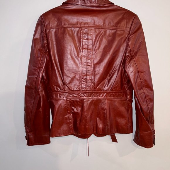 Berman's Leather Experts Vintage Marron Leather Jacket - 10 - Picture 3 of 5